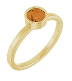 71806 Ring Set 14K Yellow Natural Citrine Round 5 Mm Polished Natural Citrine Ring