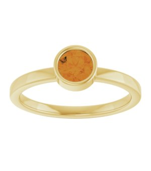 71806 Ring Set 14K Yellow Natural Citrine Round 5 Mm Polished Natural Citrine Ring