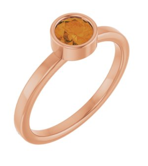 71806 Ring Set 14K Rose Natural Citrine Round 5 Mm Polished Natural Citrine Ring