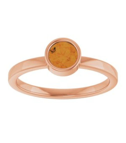 71806 Ring Set 14K Rose Natural Citrine Round 5 Mm Polished Natural Citrine Ring