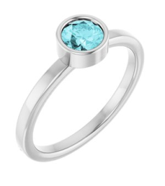 71806 Ring Set 14K White Natural Blue Zircon Round 5 Mm Polished Natural Blue Zircon Ring