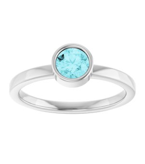 71806 Ring Set 14K White Natural Blue Zircon Round 5 Mm Polished Natural Blue Zircon Ring