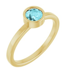 71806 Ring Set 14K Yellow Natural Blue Zircon Round 5 Mm Polished Natural Blue Zircon Ring