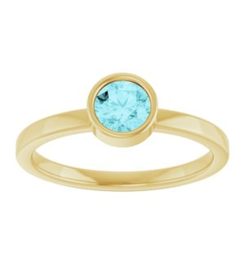 71806 Ring Set 14K Yellow Natural Blue Zircon Round 5 Mm Polished Natural Blue Zircon Ring