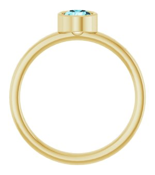 71806 Ring Set 14K Yellow Natural Blue Zircon Round 5 Mm Polished Natural Blue Zircon Ring