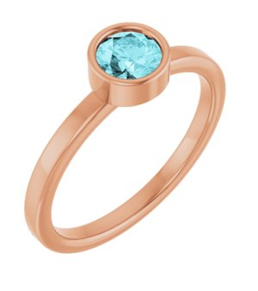 71806 Ring Set 14K Rose Natural Blue Zircon Round 5 Mm Polished Natural Blue Zircon Ring