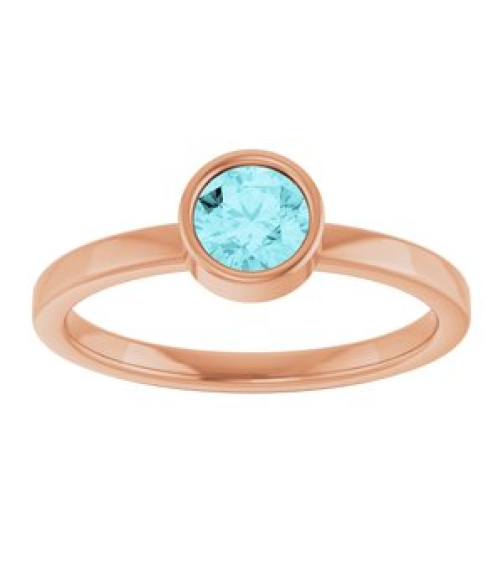 71806 Ring Set 14K Rose Natural Blue Zircon Round 5 Mm Polished Natural Blue Zircon Ring
