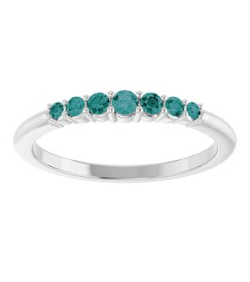 72022 Ring Set 14K White Natural Alexandrite Round 2.25 Mm Natural Alexandrite Polished Natural Alexandrite Stackable Ring