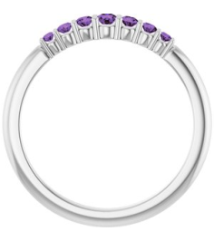 72022 Ring Set 14K White Natural Amethyst Round 2.25 Mm Natural Amethyst Polished Natural Amethyst Stackable Ring
