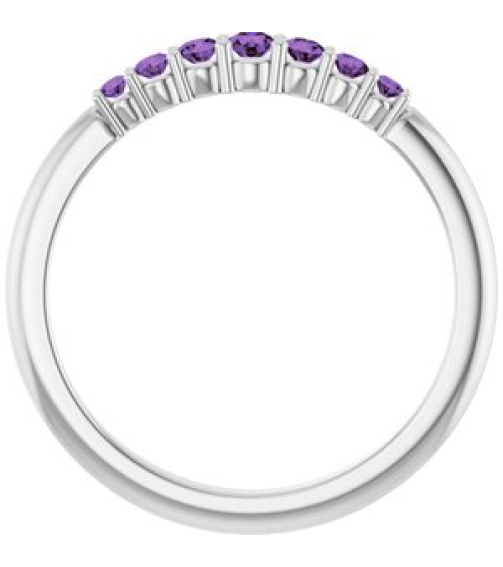 72022 Ring Set 14K White Natural Amethyst Round 2.25 Mm Natural Amethyst Polished Natural Amethyst Stackable Ring