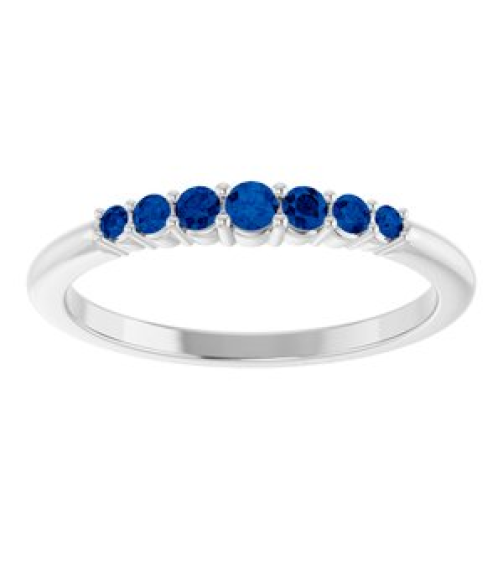 72022 Ring Set 14K White Natural Blue Sapphire Round 2.25 Mm Natural Blue Sapphire Polished Natural Blue Sapphire Stackable Ring