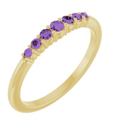 72022 Ring Set 14K Yellow Natural Amethyst Round 2.25 Mm Natural Amethyst Polished Natural Amethyst Stackable Ring