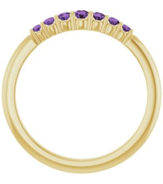72022 Ring Set 14K Yellow Natural Amethyst Round 2.25 Mm Natural Amethyst Polished Natural Amethyst Stackable Ring