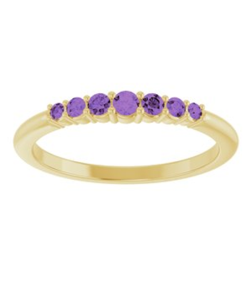 72022 Ring Set 14K Yellow Natural Amethyst Round 2.25 Mm Natural Amethyst Polished Natural Amethyst Stackable Ring