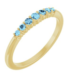 72022 Ring Set 14K Yellow Natural Aquamarine Round 2.25 Mm Natural Aquamarine Polished Natural Aquamarine Stackable Ring