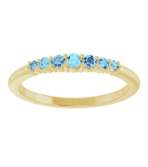 72022 Ring Set 14K Yellow Natural Aquamarine Round 2.25 Mm Natural Aquamarine Polished Natural Aquamarine Stackable Ring