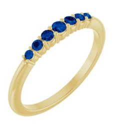 72022 Ring Set 14K Yellow Natural Blue Sapphire Round 2.25 Mm Natural Blue Sapphire Polished Natural Blue Sapphire Stackable Ring