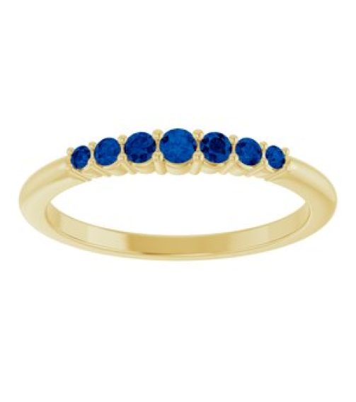 72022 Ring Set 14K Yellow Natural Blue Sapphire Round 2.25 Mm Natural Blue Sapphire Polished Natural Blue Sapphire Stackable Ring