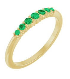 72022 Ring Set 14K Yellow Natural Emerald Round 2.25 Mm Natural Emerald Polished Natural Emerald Stackable Ring