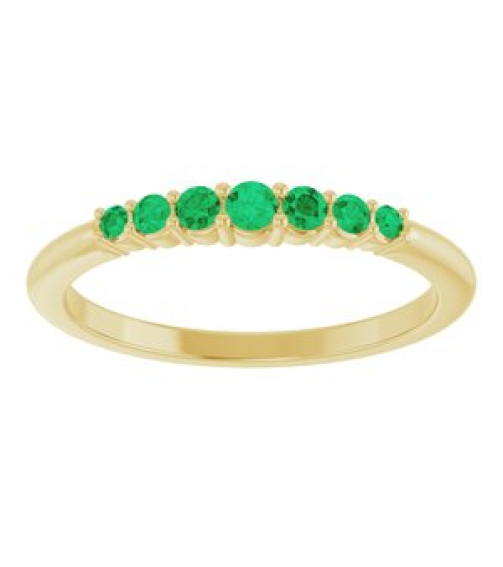 72022 Ring Set 14K Yellow Natural Emerald Round 2.25 Mm Natural Emerald Polished Natural Emerald Stackable Ring