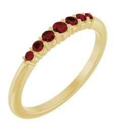 72022 Ring Set 14K Yellow Natural Mozambique Garnet Round 2.25 Mm Natural Mozambique Garnet Polished Natural Mozambique Garnet Stackable Ring