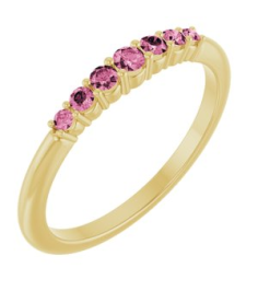 72022 Ring Set 14K Yellow Natural Pink Tourmaline Round 2.25 Mm Natural Pink Tourmaline Polished Natural Pink Tourmaline Stackable Ring
