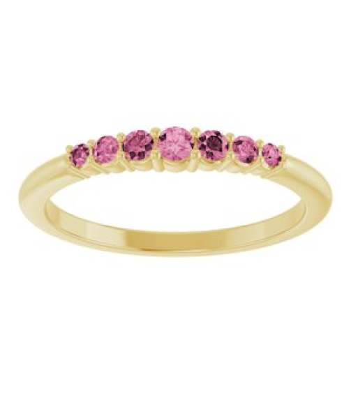 72022 Ring Set 14K Yellow Natural Pink Tourmaline Round 2.25 Mm Natural Pink Tourmaline Polished Natural Pink Tourmaline Stackable Ring