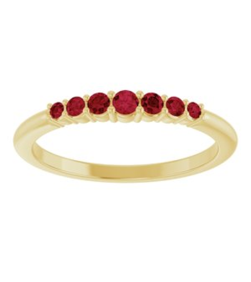 72022 Ring Set 14K Yellow Natural Ruby Round 2.25 Mm Natural Ruby Polished Natural Ruby Stackable Ring