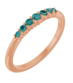 72022 Ring Set 14K Rose Natural Alexandrite Round 2.25 Mm Natural Alexandrite Polished Natural Alexandrite Stackable Ring