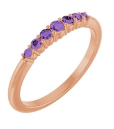 72022 Ring Set 14K Rose Natural Amethyst Round 2.25 Mm Natural Amethyst Polished Natural Amethyst Stackable Ring