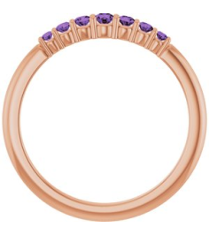 72022 Ring Set 14K Rose Natural Amethyst Round 2.25 Mm Natural Amethyst Polished Natural Amethyst Stackable Ring