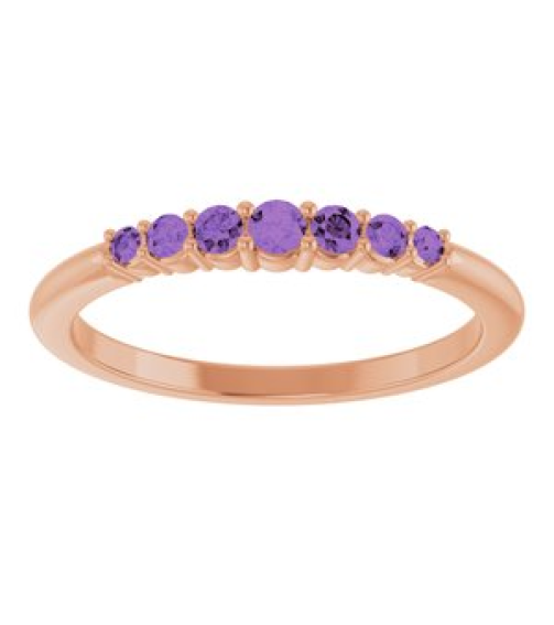 72022 Ring Set 14K Rose Natural Amethyst Round 2.25 Mm Natural Amethyst Polished Natural Amethyst Stackable Ring