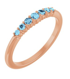 72022 Ring Set 14K Rose Natural Aquamarine Round 2.25 Mm Natural Aquamarine Polished Natural Aquamarine Stackable Ring
