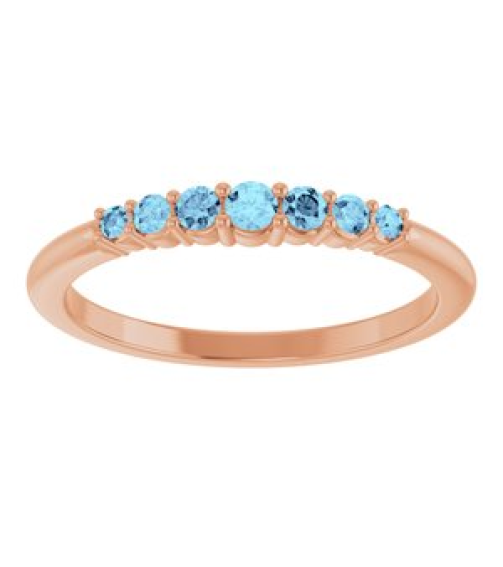 72022 Ring Set 14K Rose Natural Aquamarine Round 2.25 Mm Natural Aquamarine Polished Natural Aquamarine Stackable Ring