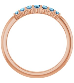 72022 Ring Set 14K Rose Natural Aquamarine Round 2.25 Mm Natural Aquamarine Polished Natural Aquamarine Stackable Ring