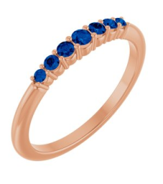 72022 Ring Set 14K Rose Natural Blue Sapphire Round 2.25 Mm Natural Blue Sapphire Polished Natural Blue Sapphire Stackable Ring