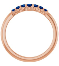 72022 Ring Set 14K Rose Natural Blue Sapphire Round 2.25 Mm Natural Blue Sapphire Polished Natural Blue Sapphire Stackable Ring