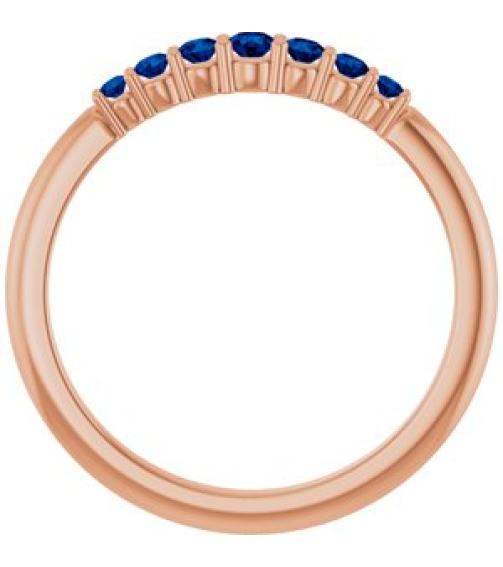 72022 Ring Set 14K Rose Natural Blue Sapphire Round 2.25 Mm Natural Blue Sapphire Polished Natural Blue Sapphire Stackable Ring