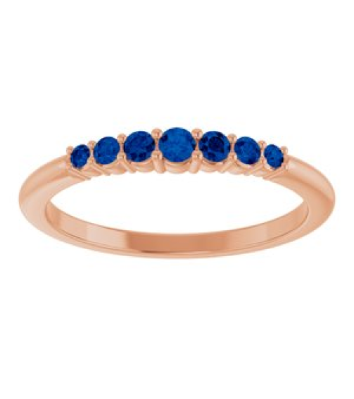 72022 Ring Set 14K Rose Natural Blue Sapphire Round 2.25 Mm Natural Blue Sapphire Polished Natural Blue Sapphire Stackable Ring