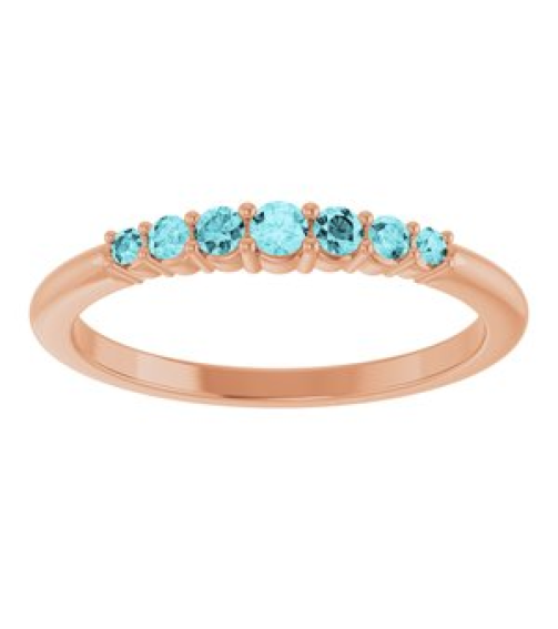 72022 Ring Set 14K Rose Natural Blue Zircon Round 2.25 Mm Natural Blue Zircon Polished Natural Blue Zircon Stackable Ring