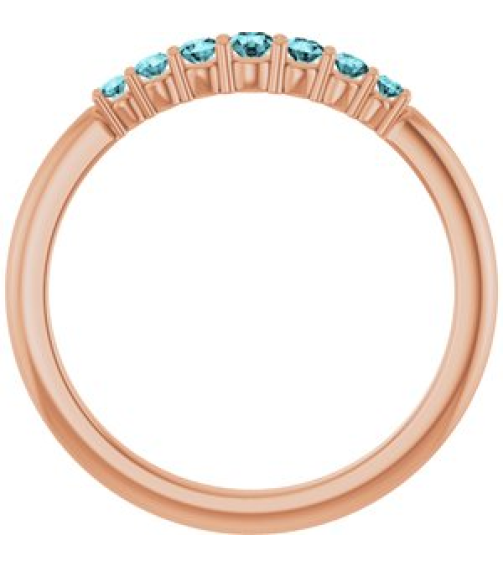 72022 Ring Set 14K Rose Natural Blue Zircon Round 2.25 Mm Natural Blue Zircon Polished Natural Blue Zircon Stackable Ring