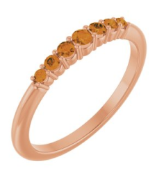 72022 Ring Set 14K Rose Natural Citrine Round 2.25 Mm Natural Citrine Polished Natural Citrine Stackable Ring