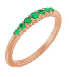 72022 Ring Set 14K Rose Natural Emerald Round 2.25 Mm Natural Emerald Polished Natural Emerald Stackable Ring