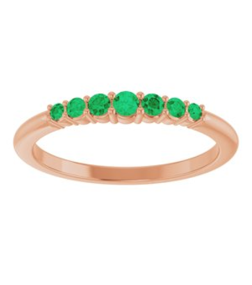 72022 Ring Set 14K Rose Natural Emerald Round 2.25 Mm Natural Emerald Polished Natural Emerald Stackable Ring