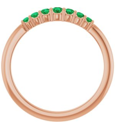 72022 Ring Set 14K Rose Natural Emerald Round 2.25 Mm Natural Emerald Polished Natural Emerald Stackable Ring