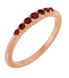 72022 Ring Set 14K Rose Natural Mozambique Garnet Round 2.25 Mm Natural Mozambique Garnet Polished Natural Mozambique Garnet Stackable Ring