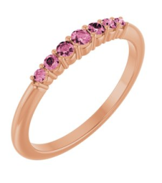 72022 Ring Set 14K Rose Natural Pink Tourmaline Round 2.25 Mm Natural Pink Tourmaline Polished Natural Pink Tourmaline Stackable Ring