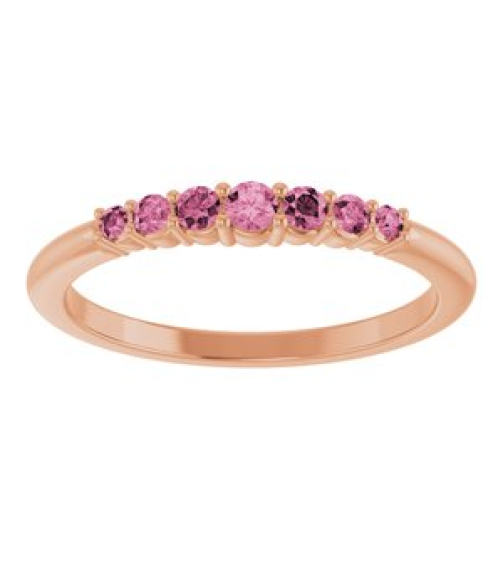 72022 Ring Set 14K Rose Natural Pink Tourmaline Round 2.25 Mm Natural Pink Tourmaline Polished Natural Pink Tourmaline Stackable Ring