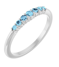 72022 Ring Set Platinum Natural Aquamarine Round 2.25 Mm Natural Aquamarine Polished Natural Aquamarine Stackable Ring
