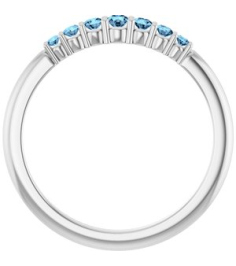 72022 Ring Set Platinum Natural Aquamarine Round 2.25 Mm Natural Aquamarine Polished Natural Aquamarine Stackable Ring